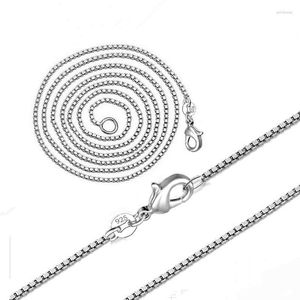 Kettingen Groothandel Real Zilver Kleur Ketting Vrouwen Mannen Box Ketting 16 18 20 22 24 Inches Hoge Kwaliteit Sieraden kolye Collares