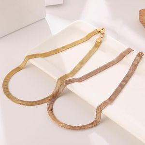 Kettingen brede gaas ketting voor vrouwen meisjes rooskegel roestvrij staal Accessoire Charms Sieraden Gift Groothandel (GN265)