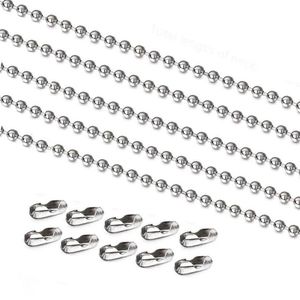 Chaînes Wide1.2-6mm Collier de chaîne à billes en acier inoxydable pour pendentif ou étiquettes de chien Fabrication de bijoux avec 10 connecteurs WholesaleChains