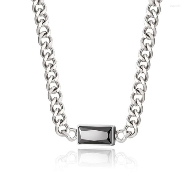 Cadenas WILD FREE Punk Hip Hop Chunky Collar de cadena cubana para mujeres Color plata Collar de acero inoxidable Gargantilla Joyería de moda