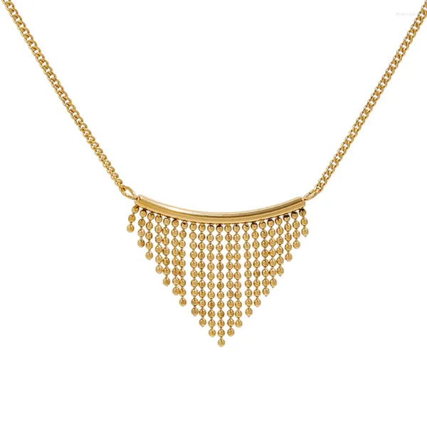 Chaines Wild Free Free Trendy 18K Gold plaqué Collier en acier inoxydable Perles Tassel Pendant Pendant Simple Bijoux pour femmes imperméables