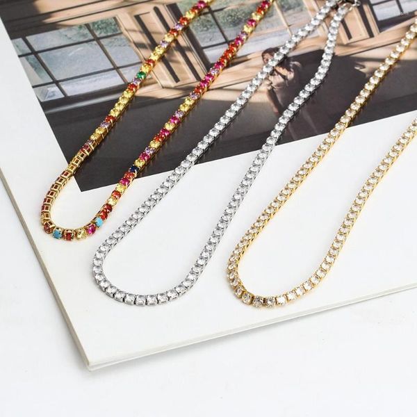 Chaînes carte de souhaits une pièce cubique zircone chaîne collier pour femmes mode luxe bijoux cadeau étincelant cristal cuivre Chokers