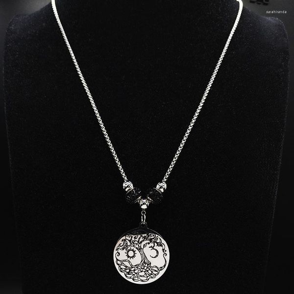Chaines Witchcraft Crystal perle Collier de chaîne en acier inoxydable Femme Arbre de vie Couleur argentée Jewerly Gargantilla N19626S08