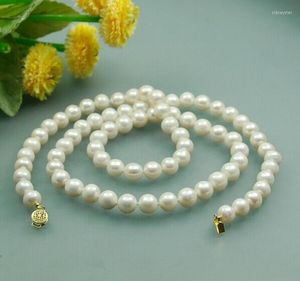 Chaînes Femme Jewerly Blanc Naturel 8-9mm Véritable Collier de Perles d'Eau Douce 35