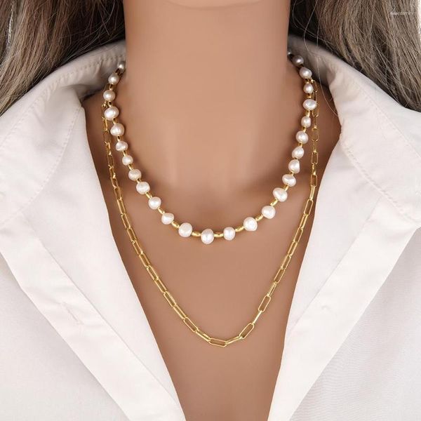 Chaînes Femme Collier De Perles Double Couche Mode Pendentif Colliers Portable Décoration Bijoux Cadeaux Accessoire Pour La Fête