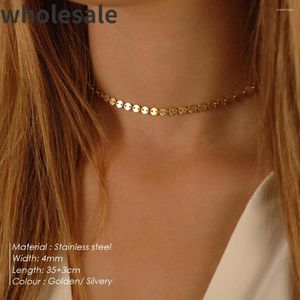 Chaines Femmes 10pcs Gold Color Collier en acier inoxydable pour 4 mm Chaîne Round Choker Fashion Short Bijoux en gros