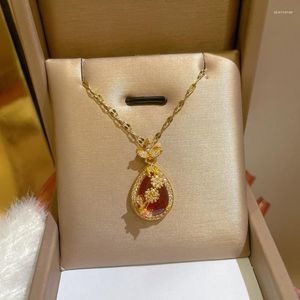 Kettingen dames kettinglegering rode edelsteen geliefde hangnek nek sieraden glitter strafhulling elegant kettingcadeau voor meisjes d88