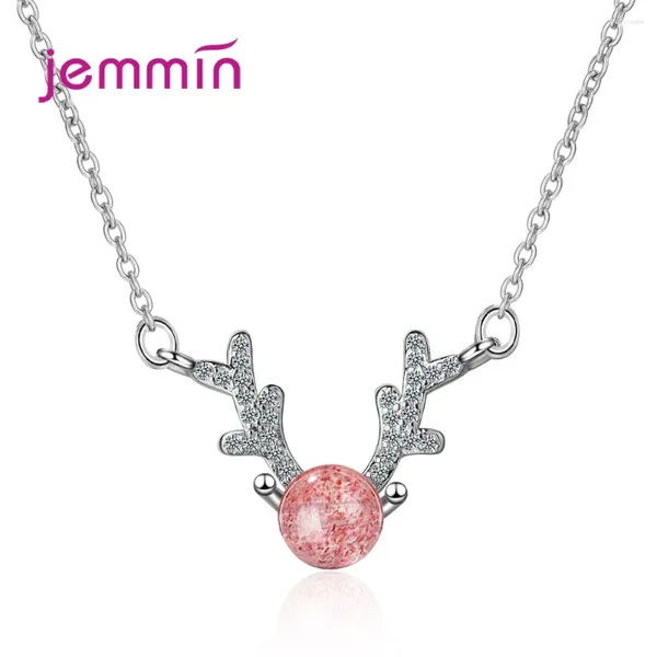 Cadenas Fashion Fashion Crystal Round Small Antler Breif colgante Collar 925 Sterling Silver Bijoux Collier Elegante Joyería Regalos