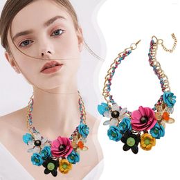 Chaînes Femmes Floral Chaîne Cristal Déclaration Bib Big Chunky Collier Collier De Mode Bijoux Chapelet Dames