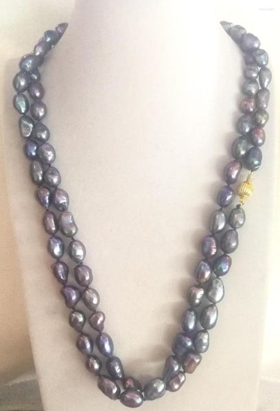 Chaînes femmes bijoux 10x11cm 160cm 63 ''collier noir bleu gris marron couleurs perle fait à la main véritable culture d'eau douce cadeau
