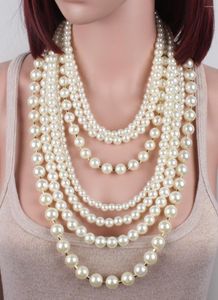Ketens vrouwen sieraden display choker grote statement parel ketting meerlagige gesimuleerde lange nek accessoires geschenken