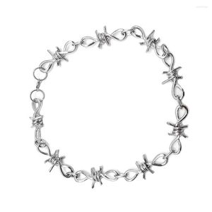 Cadenas Mujeres Hombres Barb Wire Collar Pulsera Conjunto Punk Estilo gótico Aleación Brambles Muñeca Cadena Kit