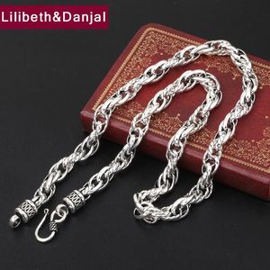 Chaînes femmes hommes collier véritable 925 en argent Sterling 8mm d'épaisseur torsadé singapour chaîne pendentif cadeau bijoux FN29