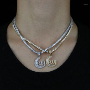 Ketens vrouwen maan islam moslim hanger ketting met touwketenbox 3 mm cz tennis religie islamitische sieraden