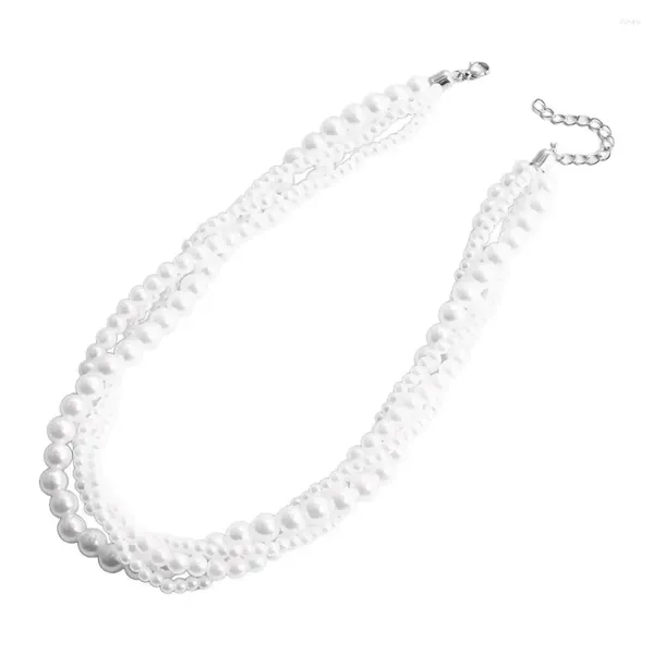 Chaînes Femmes Collier multicouche élégant fausse perles en couches pour imitation rétro Gift bijoux de ventre de brin de perle