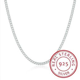 Chaînes Chaîne latérale de 2 mm pour femmes en argent sterling 925 16 18 20 22 24 Colliers à breloques courts et longs Co227Q