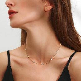 Chaînes Bijoux de mode pour femmes Colliers réglables Chic Chaîne en acier inoxydable plaqué or AAA CZ Stones Collier ras du cou pour filles