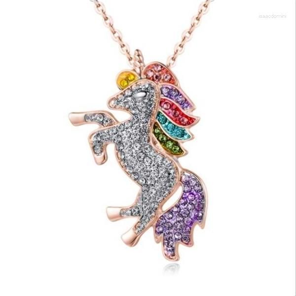 Chaînes Femmes Filles Pendentif Bijoux Enfants Coloré Poney Long Collier Cadeaux