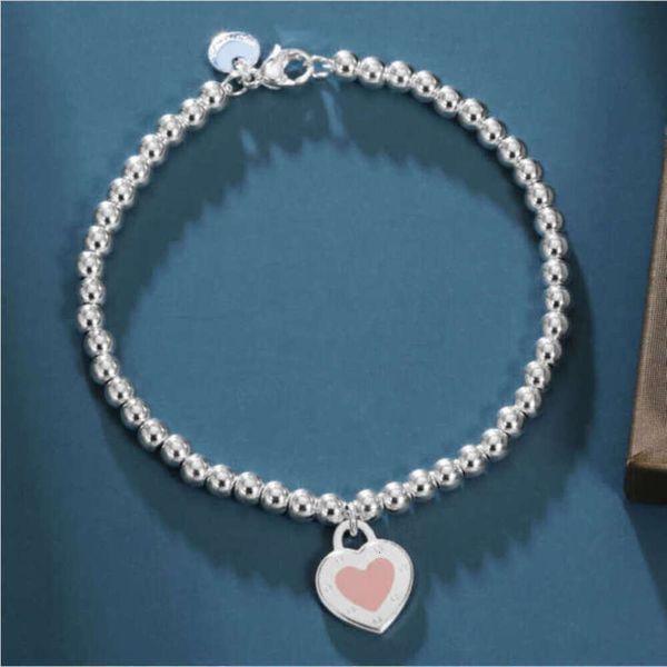 Chaînes Bracelets de luxe pour femmes Bracelet Tiff Designer Love Heart Émail Pendentif Chaîne de main Femme Tiffanjewelry S925 Silver Girl Handchains Bracelet Ndhw