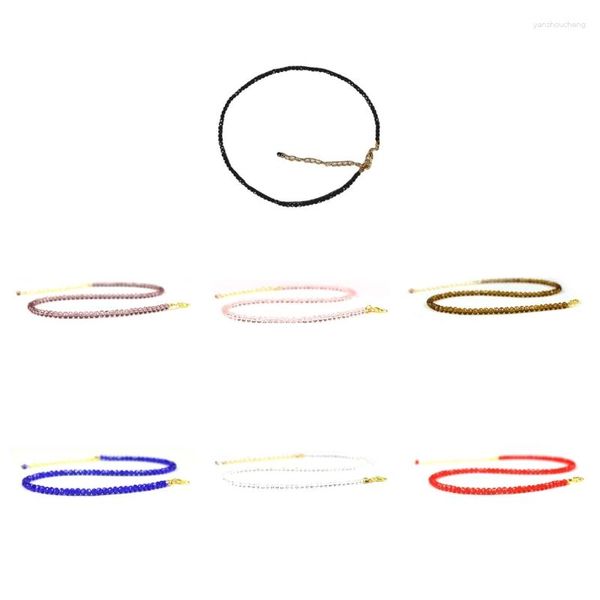 Chaînes Femmes Accessoires polyvalents Simple Homard Fermoir Collier Collier Tempérament Coloré Cristal Verre Perle Clavicule Chaîne