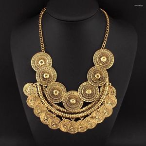 Chaînes Femmes Vintage Coin Collier Longues Feuilles Gland Dame Multicouche Classique Bijoux