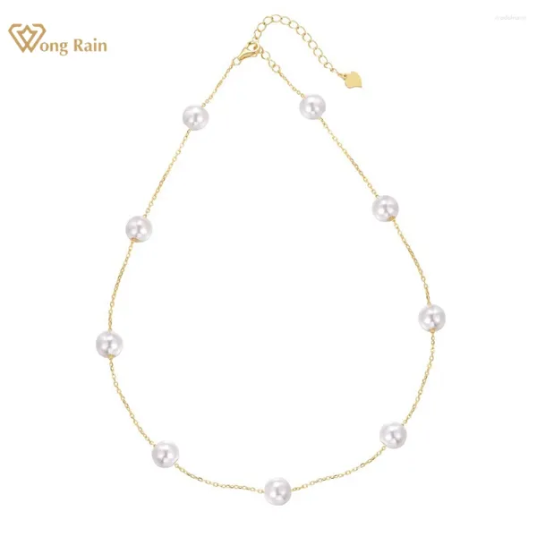 Chaines Wong Rain 18k Gold plaqué 925 Siltling Silver 7,5 à 8 mm Perle Gemstone Collier pendentif élégant pour femmes Bijoux Fine Bijoux