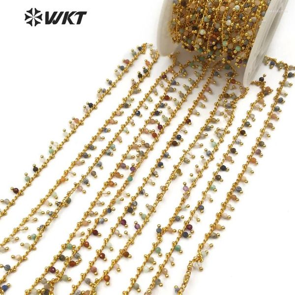 Cadenas WT-RBC094 WKT 3 mm Forma redonda Beeds Multi Stone Beads Cadena de rosario al precio al por mayor para la fabricación de pulseras de collar de mujeres