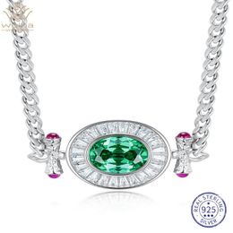 Chaînes WUIHA véritable 925 en argent Sterling ovale 5CT VVS Tsavorite synthétique Moissanite Cuba colliers pour femmes hommes cadeau goutte