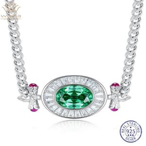 Chaînes WUIHA véritable 925 en argent Sterling ovale 5CT VVS Tsavorite synthétique Moissanite Cuba colliers pour femmes hommes cadeau goutte