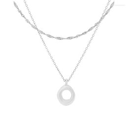 Kettingen XL256 Klein en luxe ontwerp Eenvoudige veelzijdige ronde ring dubbellaagse ketting 925 sterling zilver vrouwelijk