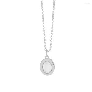 Chaînes XL289 Design de luxe léger de niche avec collier en argent sterling opale ovale géométrique minimaliste S925 pour les femmes