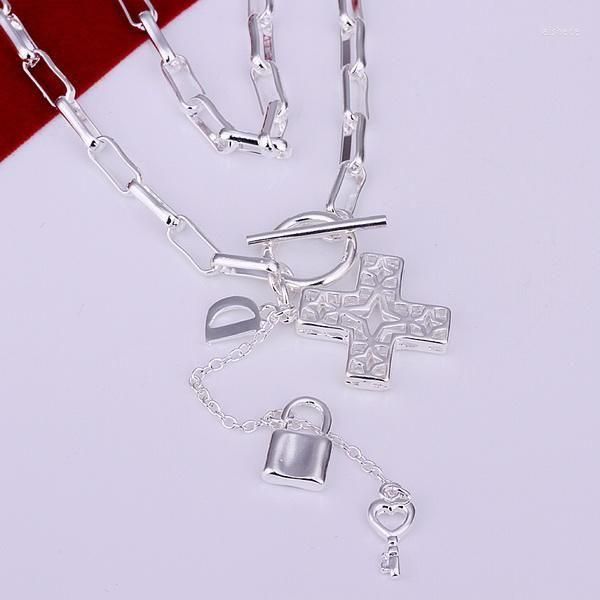 Chaînes XLN023 gros collier couleur argent pour femmes fille cadeaux de mariage prix usine bijoux de mode croix