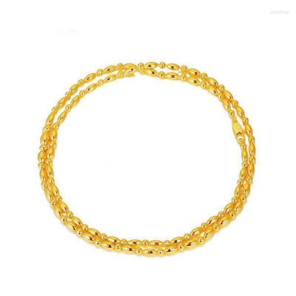 Cadenas XP Jewelry -- ( 80 Cm X 4 Mm ) Cuentas largas para mujer Color oro puro de 24 K Comprar bordado Moda Sin plomo ni níquel