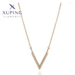 Chaines Xuping Jewelry Fashion Charm Style Simple Shape Gold Color Collier Fomen Women Environmental Copper Party Wish Gifts X000439292
