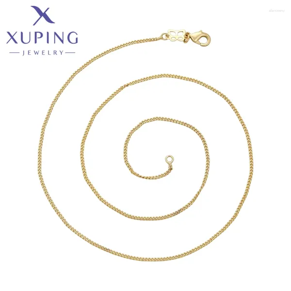 Cadenas Xuping Joyería Tienda 45 cm Accesorios simples Aleación de cobre Collar de cadena de color dorado claro para mujeres S00143846