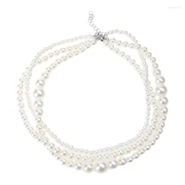 Chaines Y1UB Collier de perle d'imitation multicouche élégante pour femmes Gift de mode de mode de mariage vintage