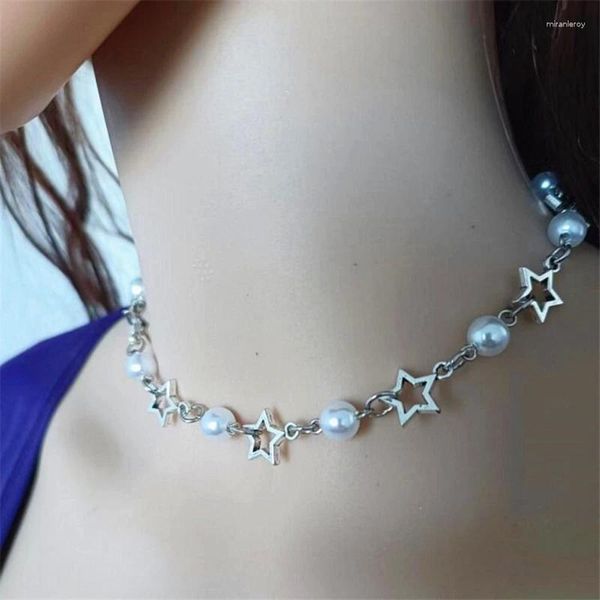 Chaînes y2k Accessoires Fashion Hollow Star Pendant Collier Egirl Sweet Cool Perled