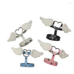 Kettingen Y2K Armband Halloween Harajuku Mooie Angel Wing Wrap PU Polsband Sieraden Voor Vrouwen Meisjes Y1UA
