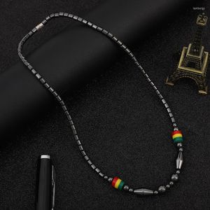 Chaînes Y2k hématite collier pierre naturelle couleur couple clavicule chaîne pour homme femme anniversaire cadeau aimant clé
