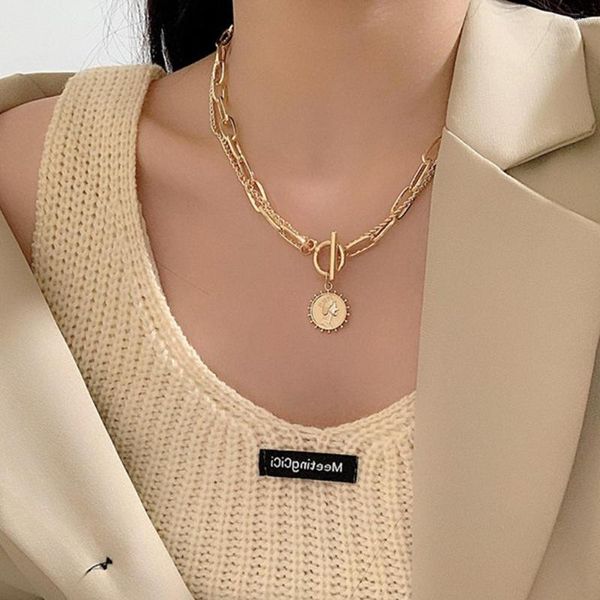 Chaînes y2k kpop vintage brave monnorne épaisse chaîne ot collier de boucle bohème punk metal collier couloir pour femmes bijoux obtient