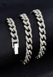 Цепочки YCD для мужчин и женщин в стиле хип-хоп Iced Out, блестящее ожерелье-цепочка в стиле панк 13 мм, кубинский браслет в стиле Майами, модные очаровательные ювелирные изделия3944274