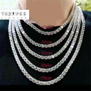 Chaînes YIKUF88 Hip Hop Bijoux Hommes Collier Plein Diamant Simple Rangée Tennis Rap Mâle Hiphop Pour (20 45 50 60 cm)