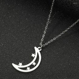 Cadenas Yiustar Vintage Minimalista Luna Estrella Collar Hollow Crescent Colgante Joyería para mujeres Niñas Año Regalo