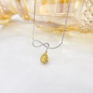 Chaînes YM2023 Pure 18K Gold Bijoux Solide G18K Diamants jaunes naturels 0,15ct Pendentifs Colliers de pierres précieuses pour femmes