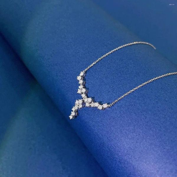 Chaînes YM2024 Diamants 0.38ct Nature Collier Blanc Solide Or 18 carats Pour Femmes Cadeaux De Vacances Fines