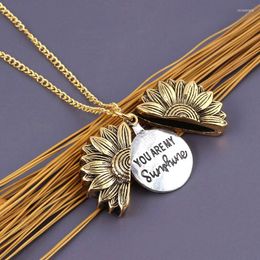 Kettingen je bent mijn zonneschijn hanger zonnebloem ketting gouden stalen roos voor de ene liefde meest