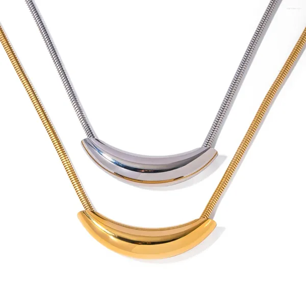 Chains Youthway Metal en acier inoxydable brillant Collier de pendentif pipe incurvé Unisexe Gift de bijoux à la mode minimaliste