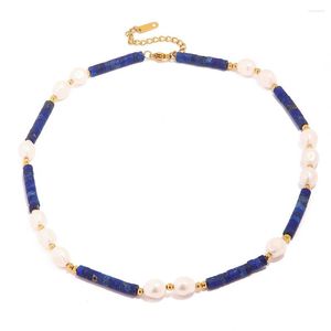 Chains Youthway Luxe Vintage Lapis Lazuli Freshwater Pearl ketting esthetische luxe keten sieraden vrouwen geschenk waterdicht