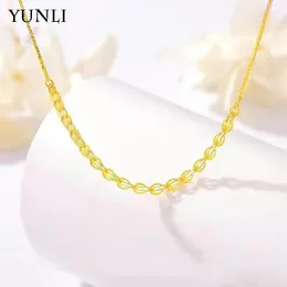 Chains YUNLI Fine Jewelry Real 18K Gold Necklace Pure AU750 Phoenix Tail Chain Wedding Gift For Women NE010