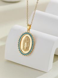 Chaines Yyd Fashion Copper Colored Zircon Jesu Pendant Neckce for Women Jewelry Gift In colore en acier en acier imperméable